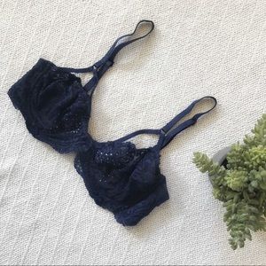 Parisian Boutique Navy Rhinestone Bra